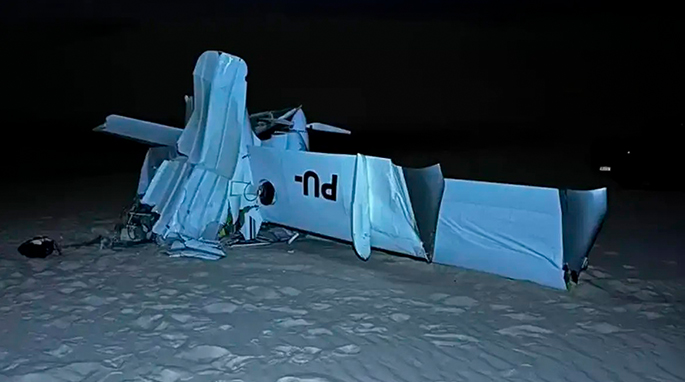 Avião de pequeno porte cai nos Lençóis Maranhenses e deixa dois mortos