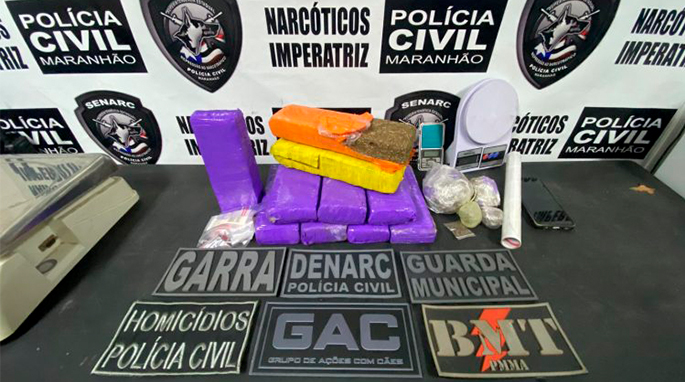 Polícia Civil prende três pessoas e apreende 10 tabletes de maconha em Imperatriz